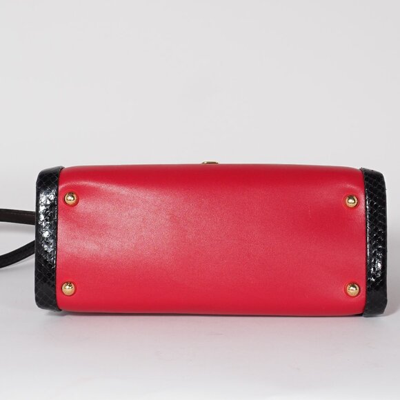 Dolce & Gabbana Red Leather Top Handle Shoulder Bag with Gold Hardware - Picture 14 of 15